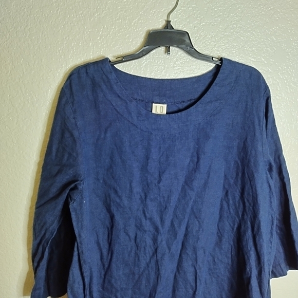 Len Ok linen langenlook loose crew neck pocket 3/4 sleeve dress sz XXL - Picture 2 of 8